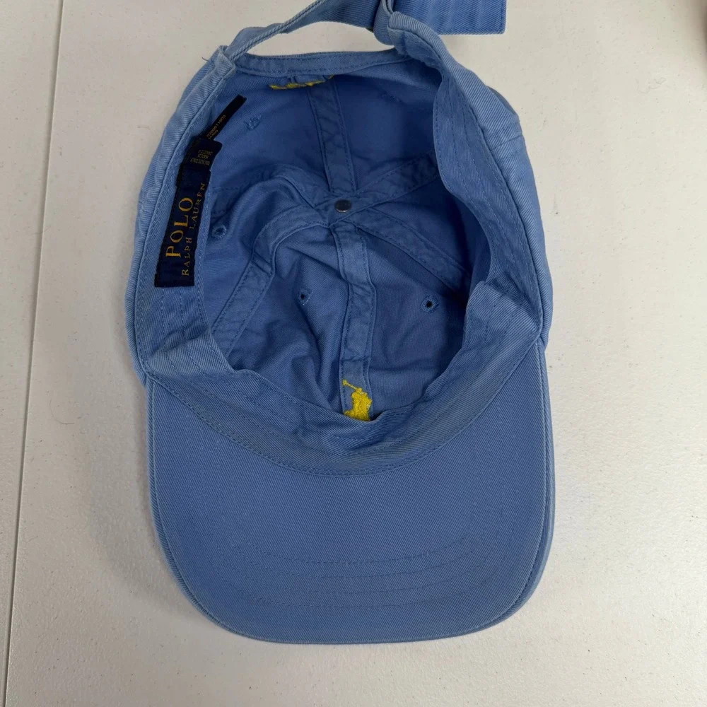 Polo Ralph Lauren Baseball Cap Blue Yellow Pony Logo Adjustable Cotton Hat Strap